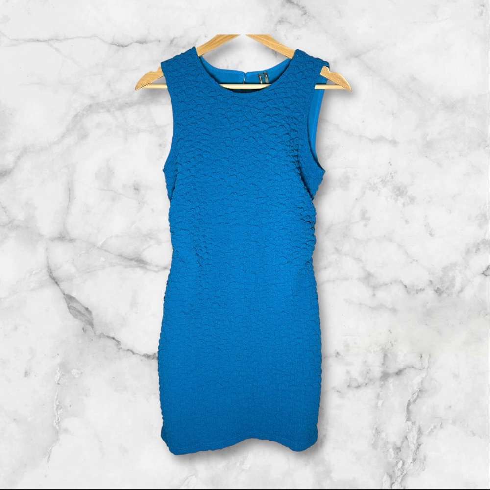 Anthropologie Vibrant Blue Textured Mini Dress. Small Petite NWT.